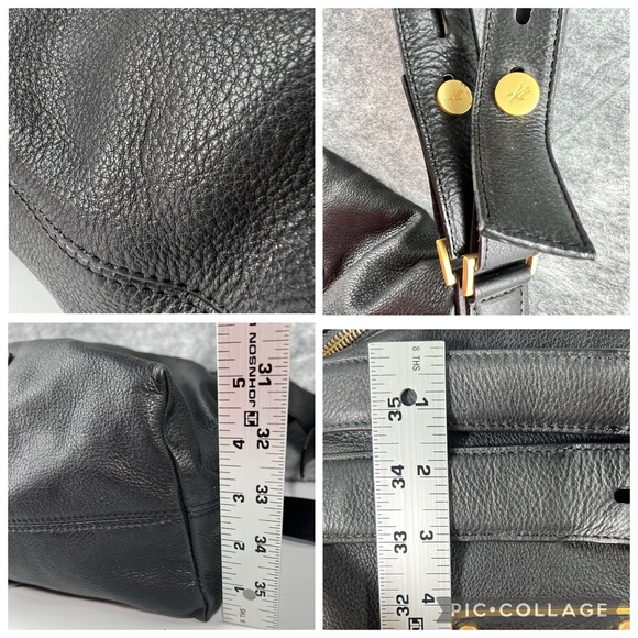 Large Black Leather Crossbody Kenneth Cole New York Fold Over Messenger Bag Sack - Picture 14 of 17